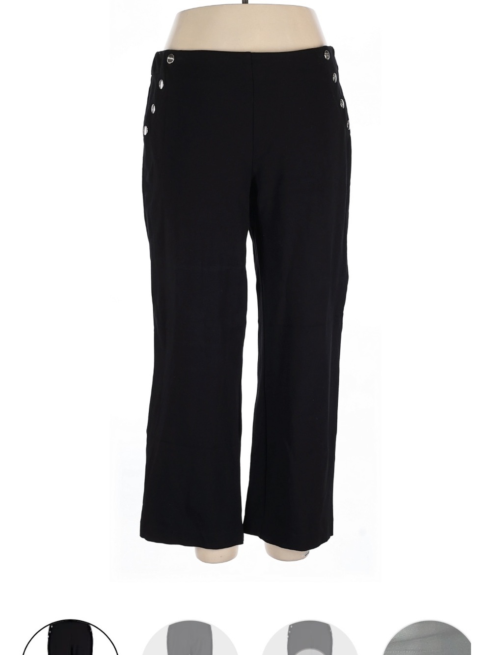 Zac & Rachel Black Wide Leg Dress Pants silver Button Detail Plus Size 2X